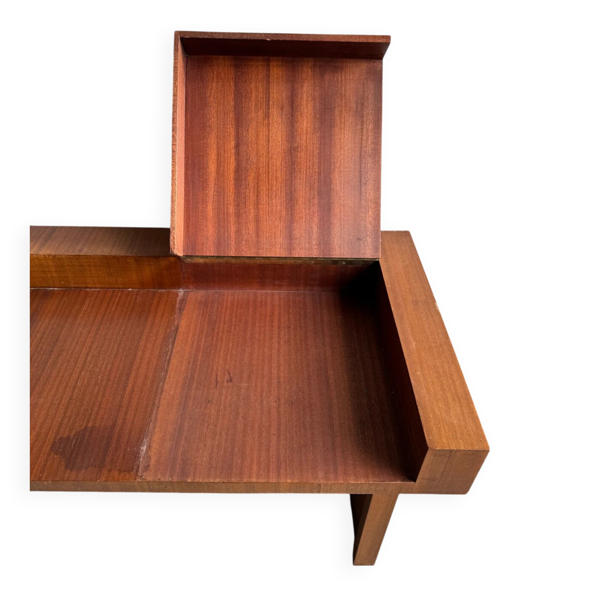 Warm Brown Solid Wood Vintage Modern Writing Desk with Hidden Storage, 140×50×68 cm