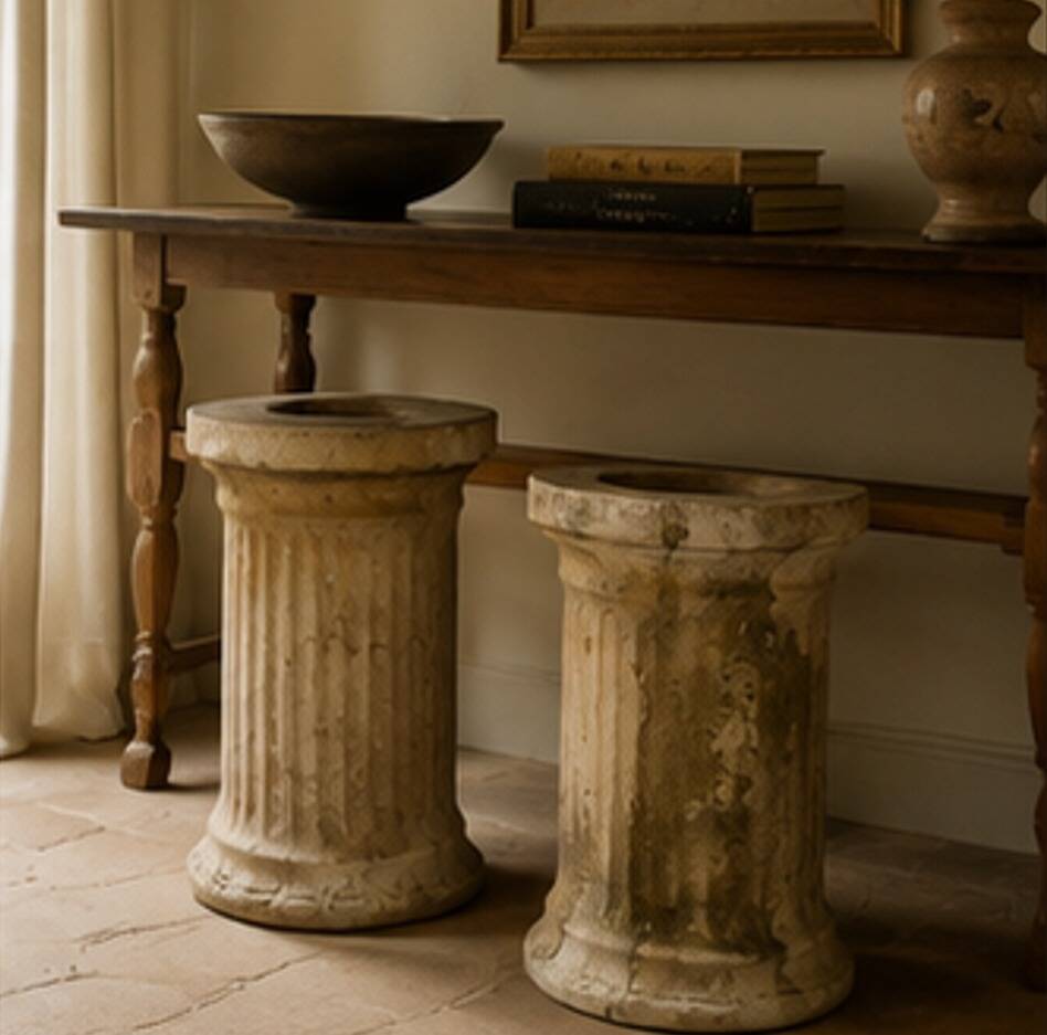 Antique Terracotta Pedestal Columns for Planters, 1950s–1960s