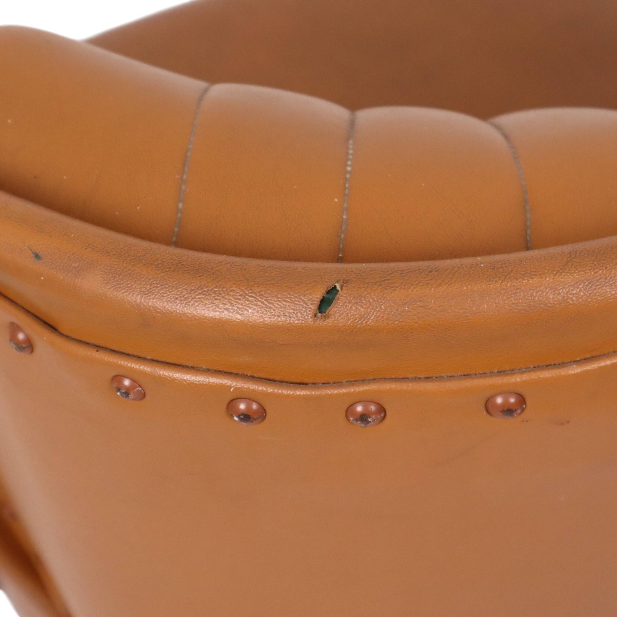Pair of Vintage Expo 58 Cocktail Chairs, Cognac Faux Leather, Sixties