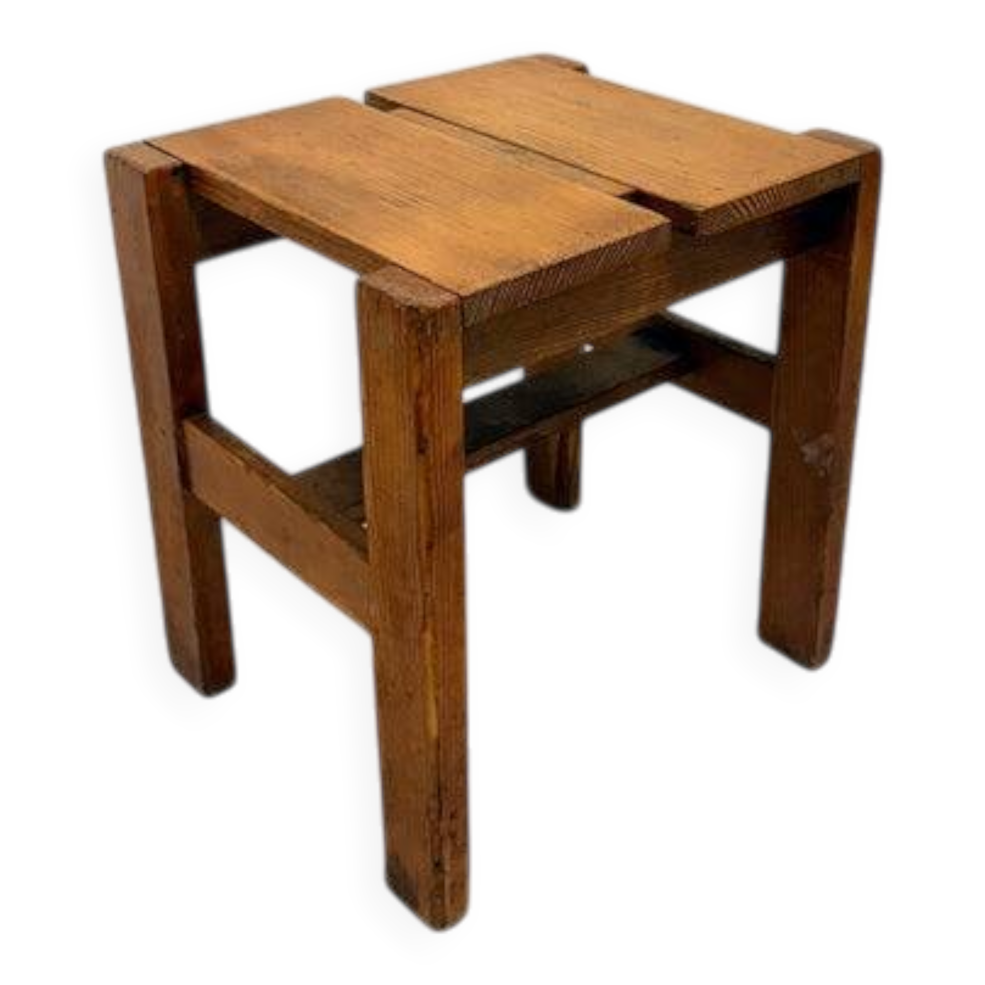 Tabouret brutaliste en pin