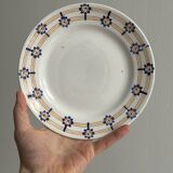 3 assiettes à dessert motif fleurs bleues