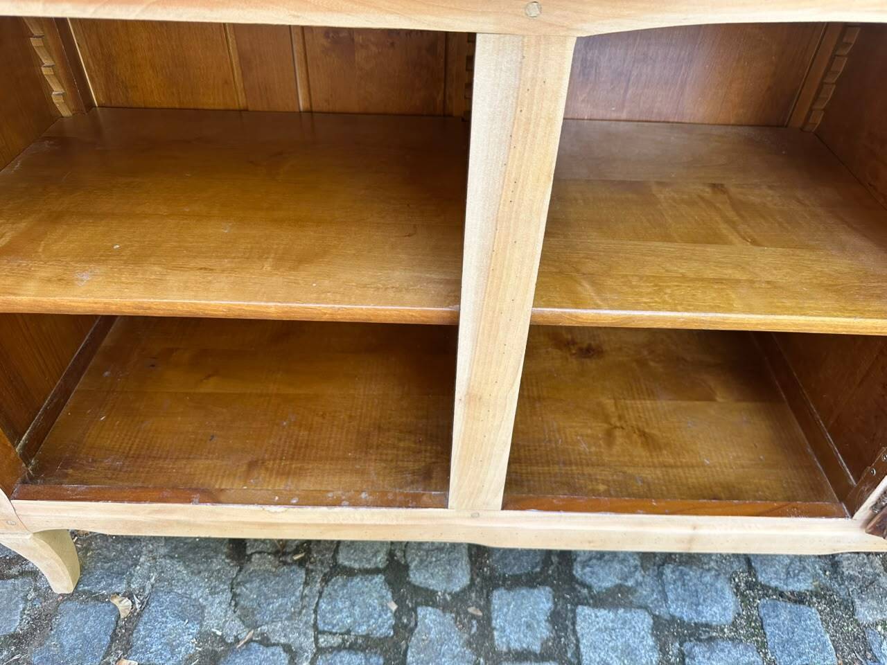 Louis XV buffet stripped in solid cherry wood 1970 165cm