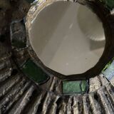 Sun mirror by Irena Jaworska in gilded lead and green glass 1960