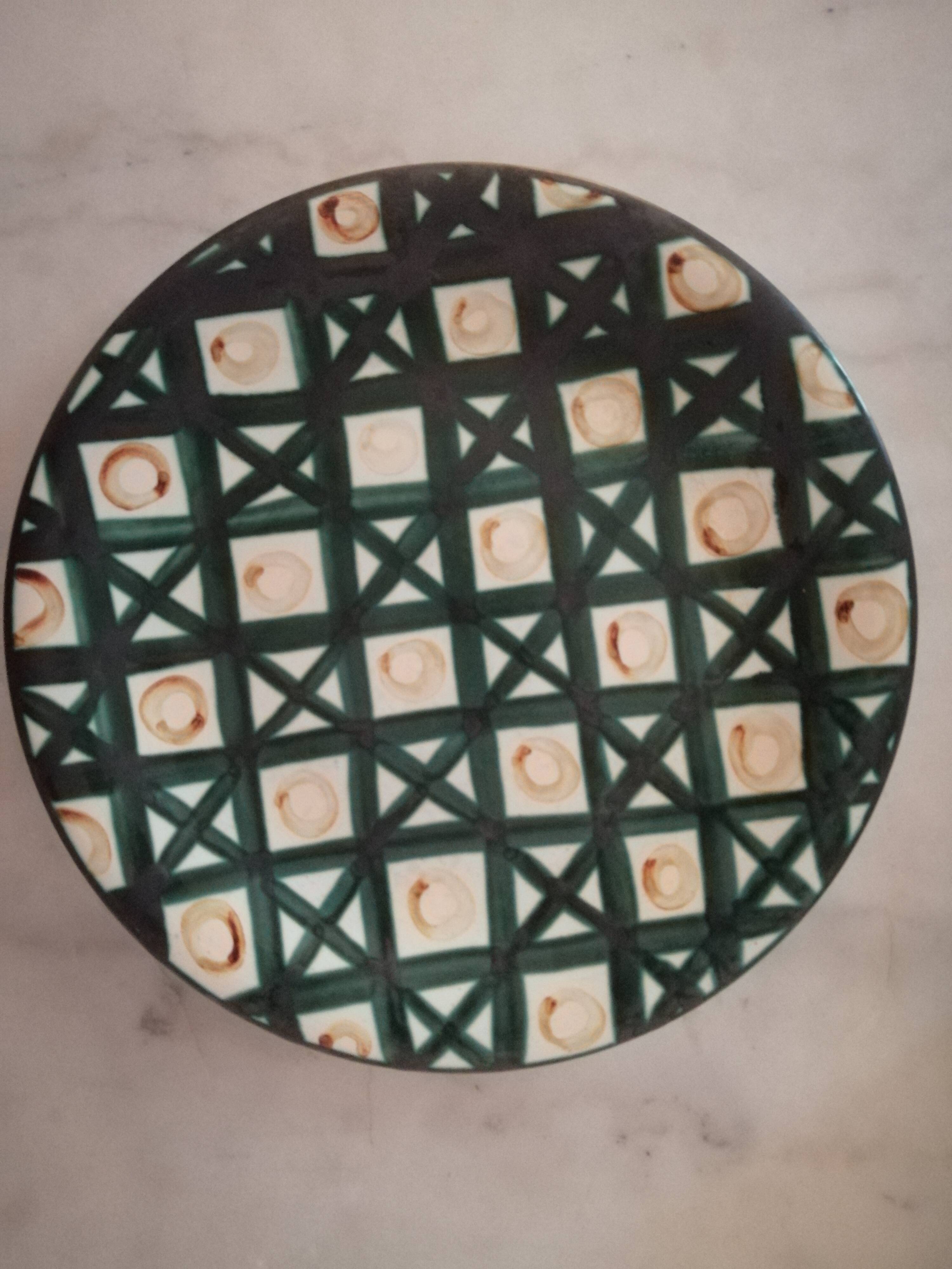 Dish Robert Picaut Vallauris D 31 cms signed dark green and brown in very good condition