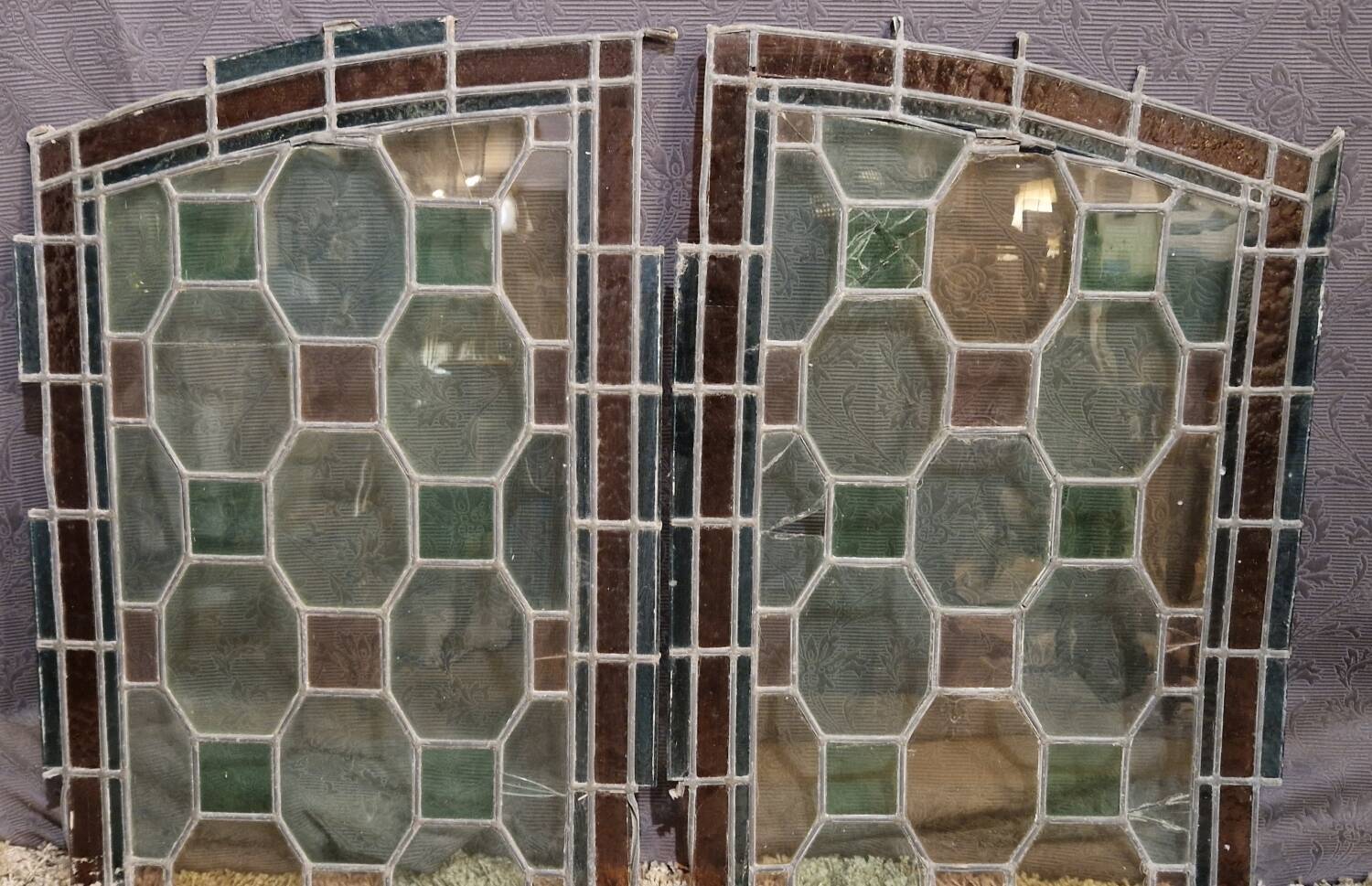 Pair of stained glass windows