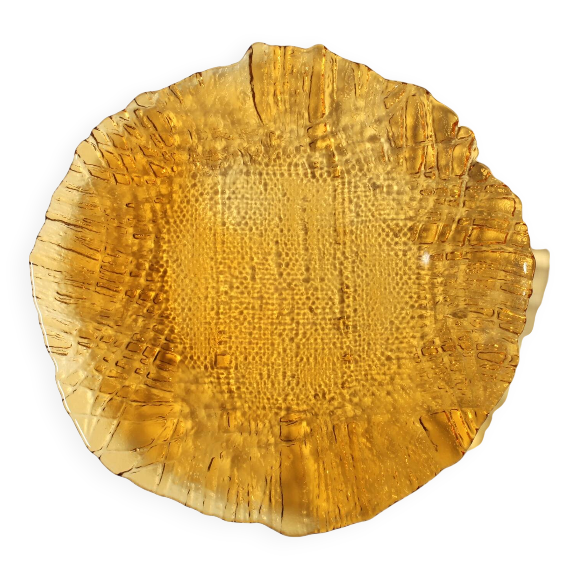 Amber Plate Jute by Pavel Panek / Glass Union / Czech Republic / 1977