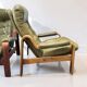 Ensemble de 2 fauteuils de salon vert olive – Göte Möbler, Suède, années 1970