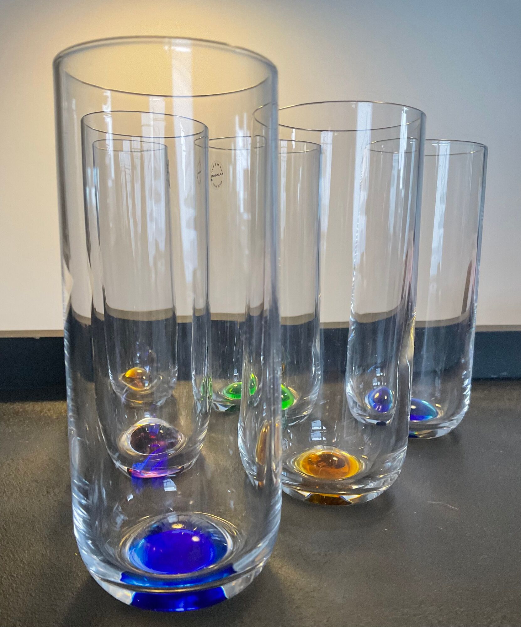 Series of 6 vintage glasses Murano Salviati years 60-70
