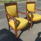 Pair of consulate era chairs in walnut