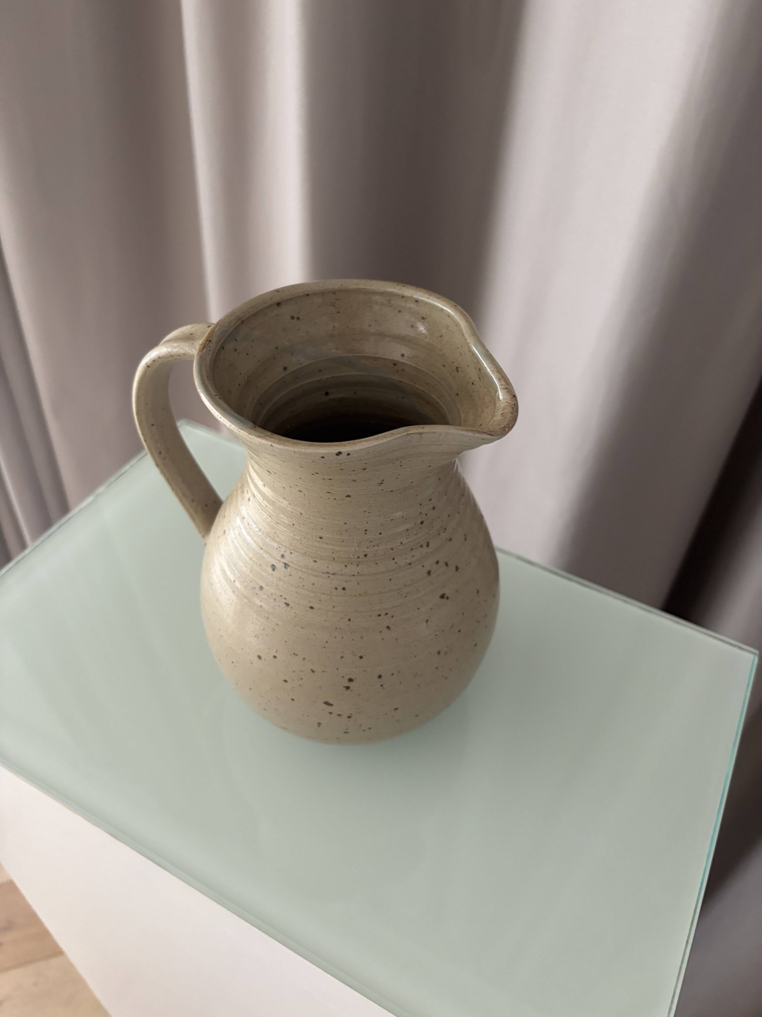 Studio Pottery Jug – Hand-Thrown Stoneware with Speckled Glaze