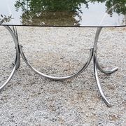 Dining table from the 70s top smoked glass base chrome