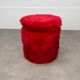 Pouf coffre moumoute rouge vintage