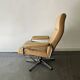 Mid-Century Scandinavian Leather Reclining Lounge Chair Chrome frame 1960s-