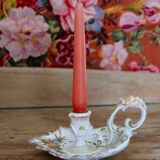 1917 hand-painted hand-held candlestick, dated, signed and numbered