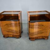 1940s pair of Art Deco bedside tables, Czechoslovakia