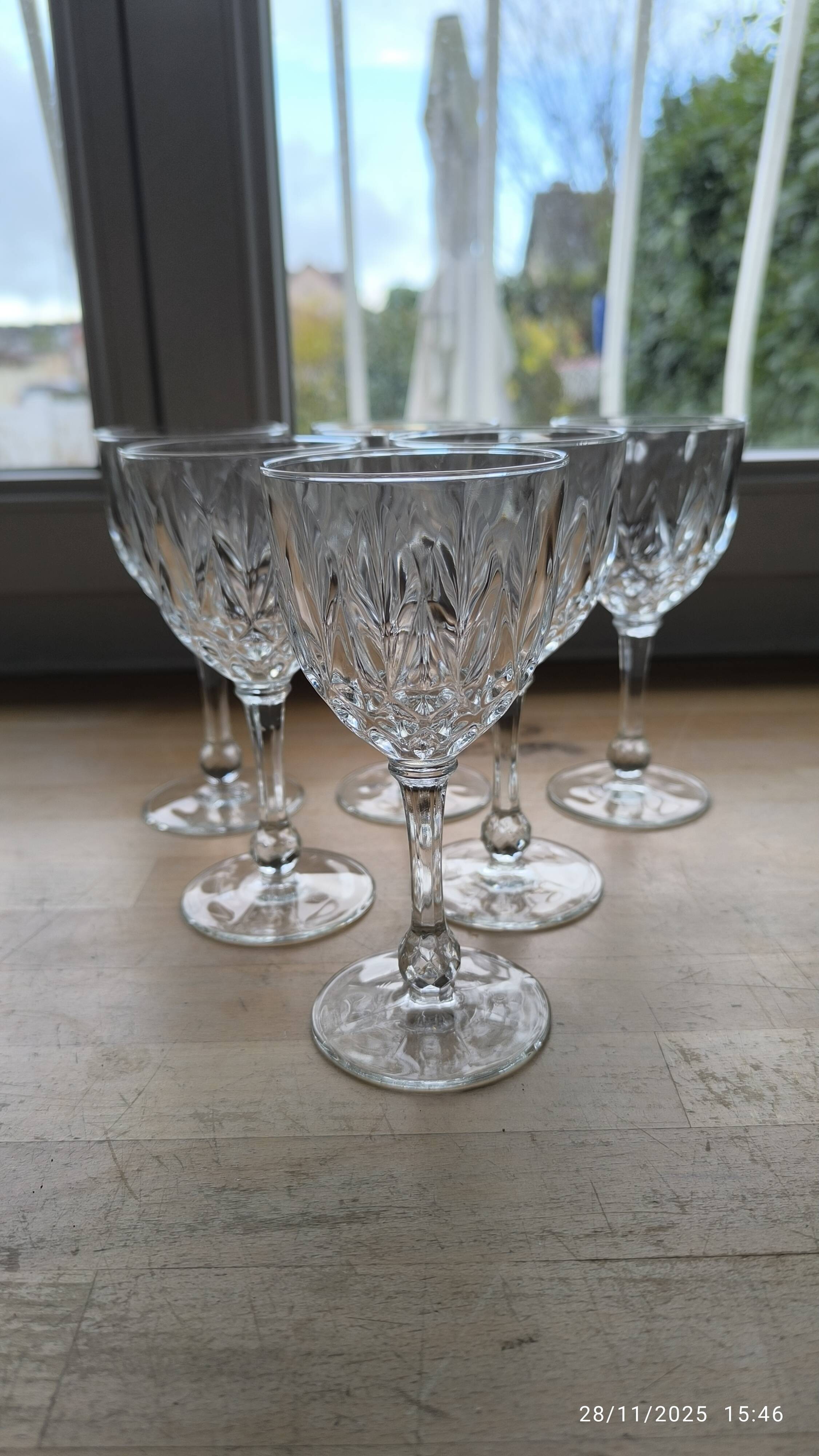 Set of 6 cut-glass glasses from the 1960s
