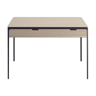Contemporary sycamore wood desk and lase steel