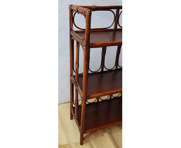 Dark rattan shelf