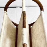 Vintage curved rattan magazine rack – 1960s