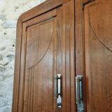 French Art Deco Wardrobe – 1930s – Solid Beech Storage