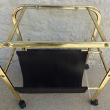 Vintage gilded metal magazine door with glass top and two compartments