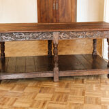 Carved solid oak coffee table