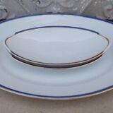 2 raviers et 1 plat ancienne porcelaine de Limoges filets bleu et or