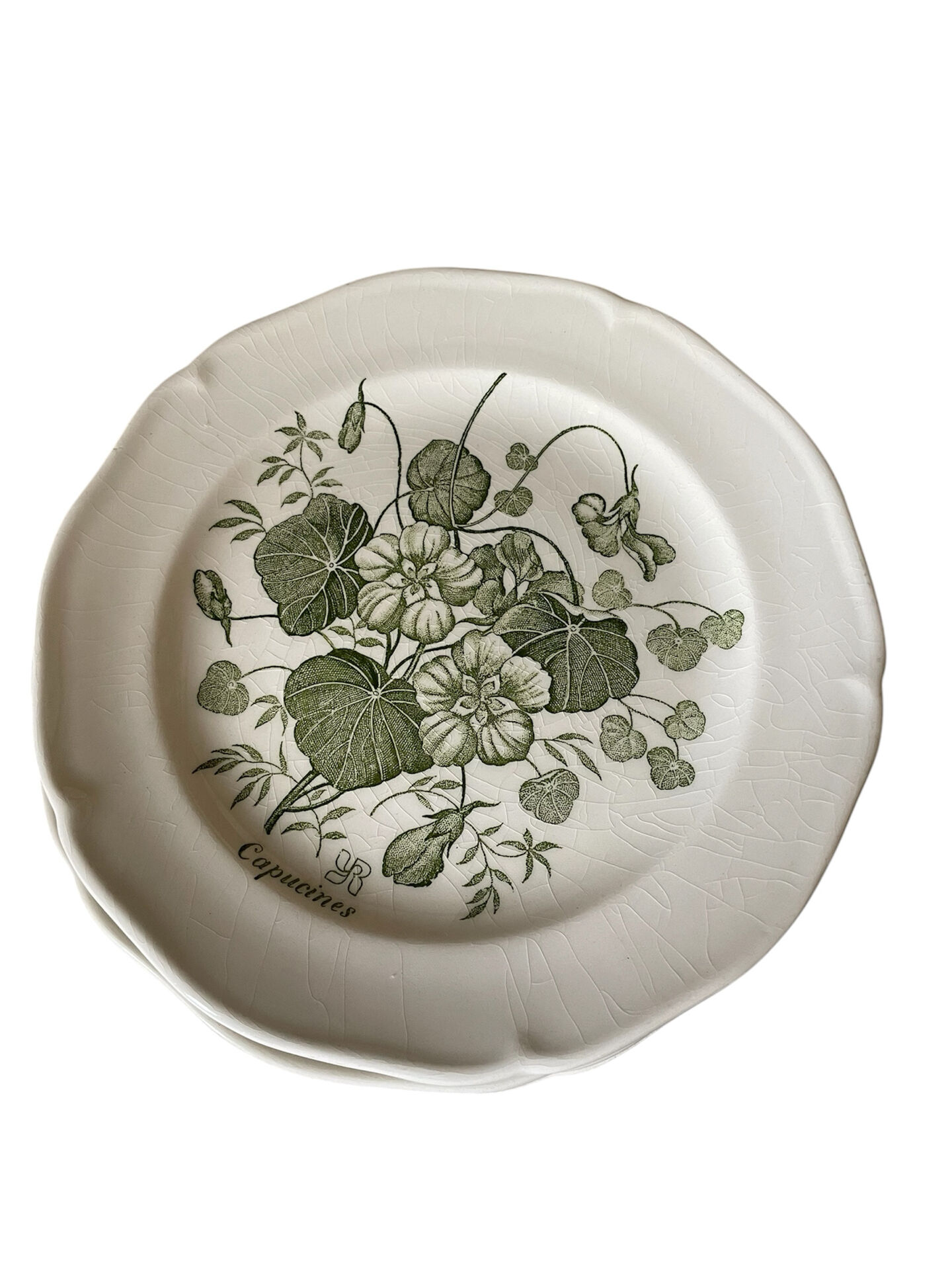 Five dessert plates "capucines" in Gien earthenware.