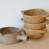 Set caquelon and 3 stoneware bowls