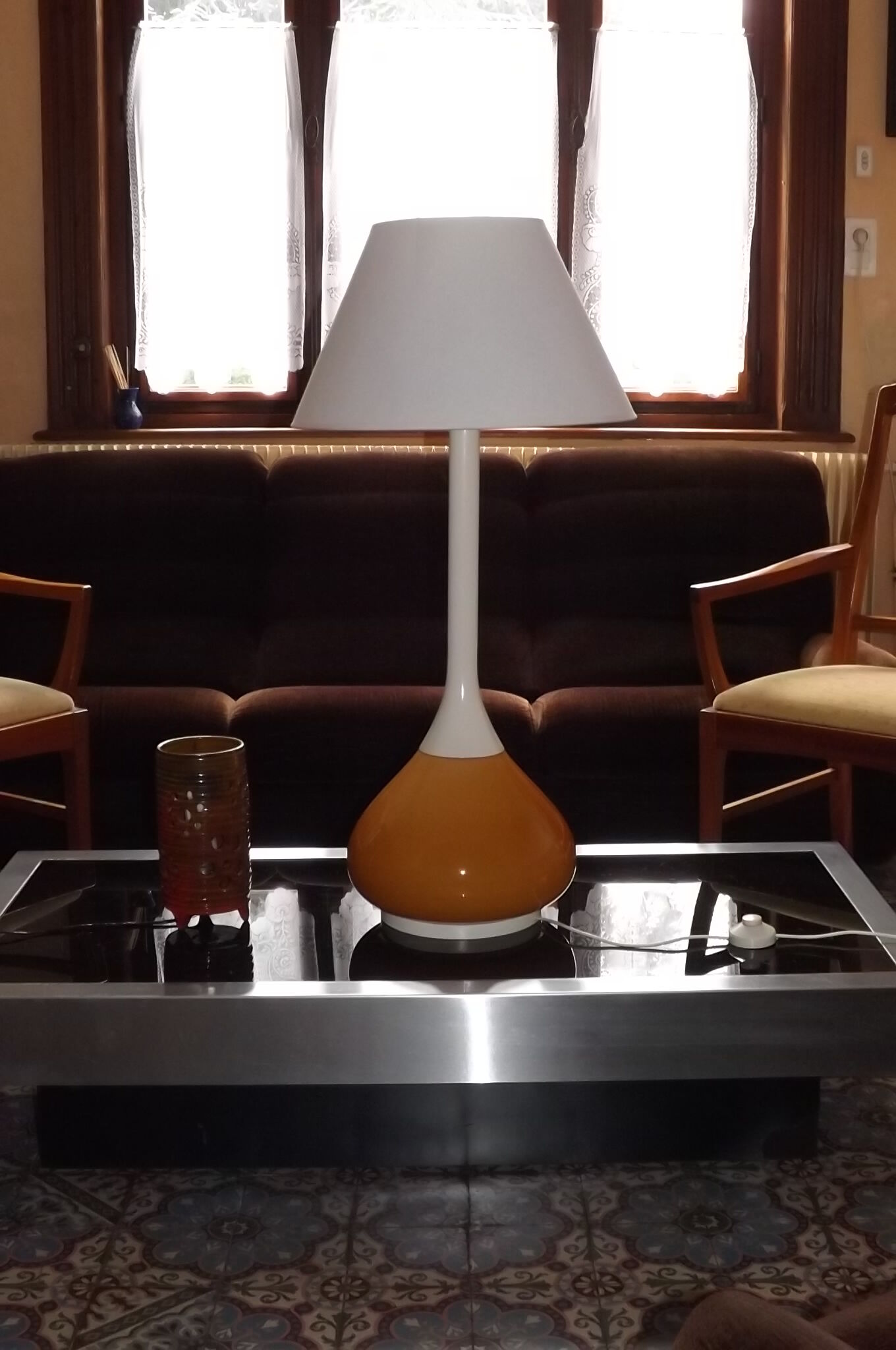Orange 1960-70 vintage opaline drop lamp