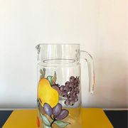 Vintage glass carafe with painted fruits