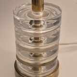 Timeless Pair of Scandinavian Modern Table Lamps with Orrefors Glass and Brass