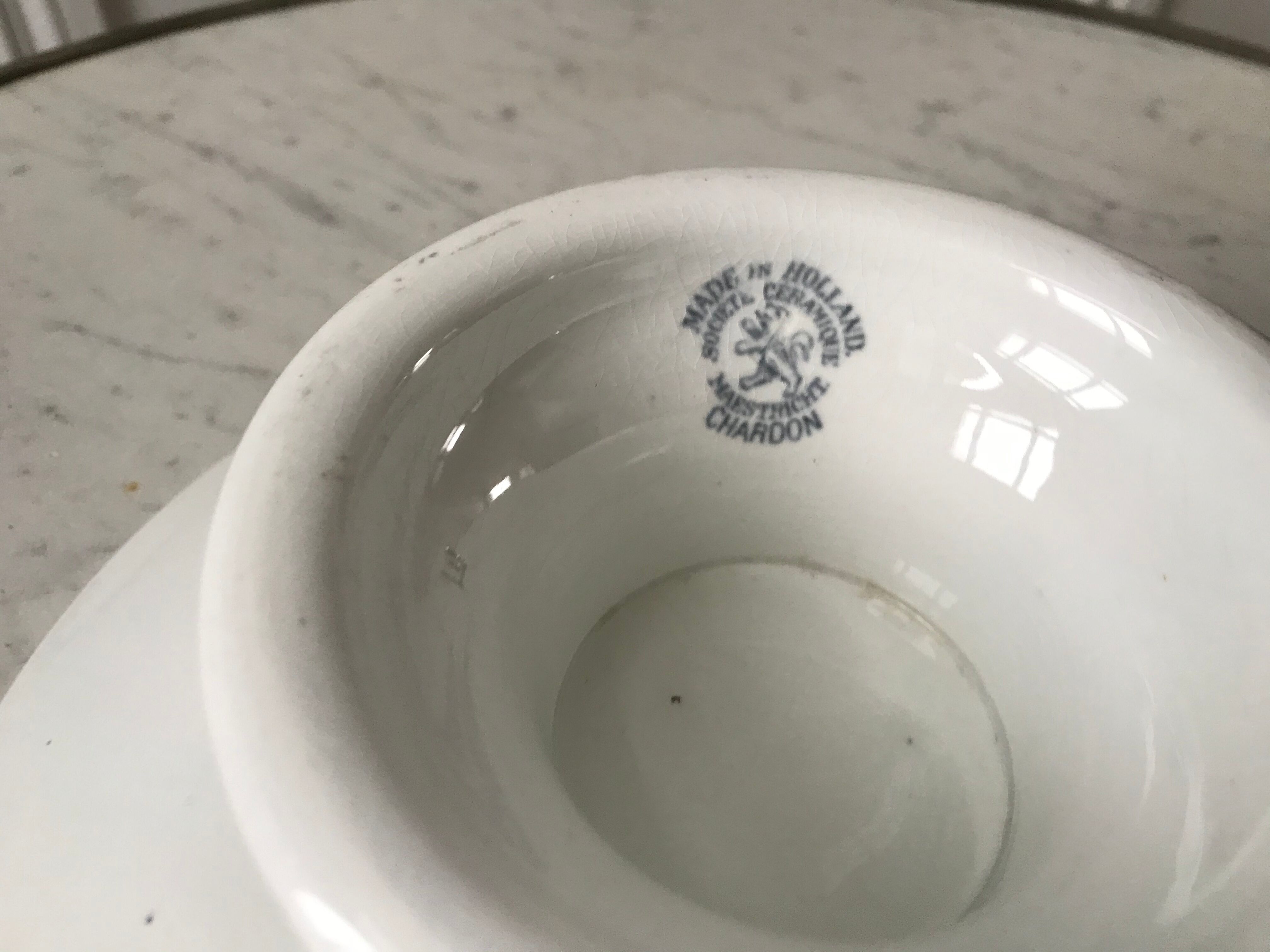 Compotier Iron Earth Company Ceramics Maestricht model Thistle made in Holland late nineteenth