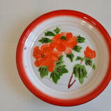 Vintage sheet metal enamelled floral tray