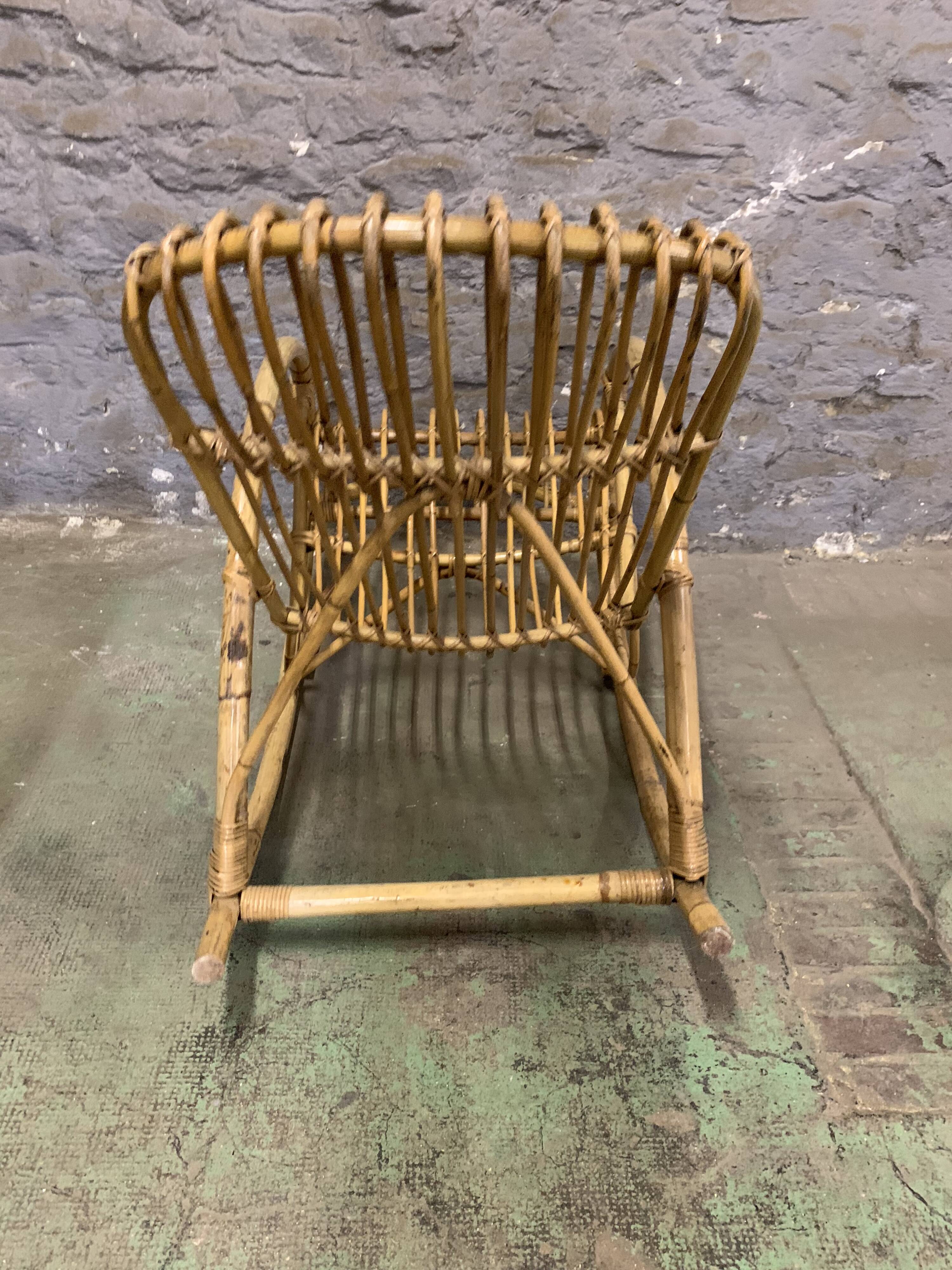 Rocking chair in rattan 1960