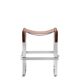 Contemporary Classic Bar Stool in Aged Silver Metal and Dark Brown Leather