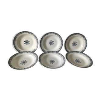 6 assiettes creuses Saint Amand - Décor bleu 4017 modèle Primax