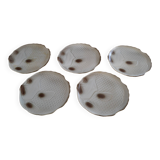 Set of 5 fish plates in earthenware from Salins.