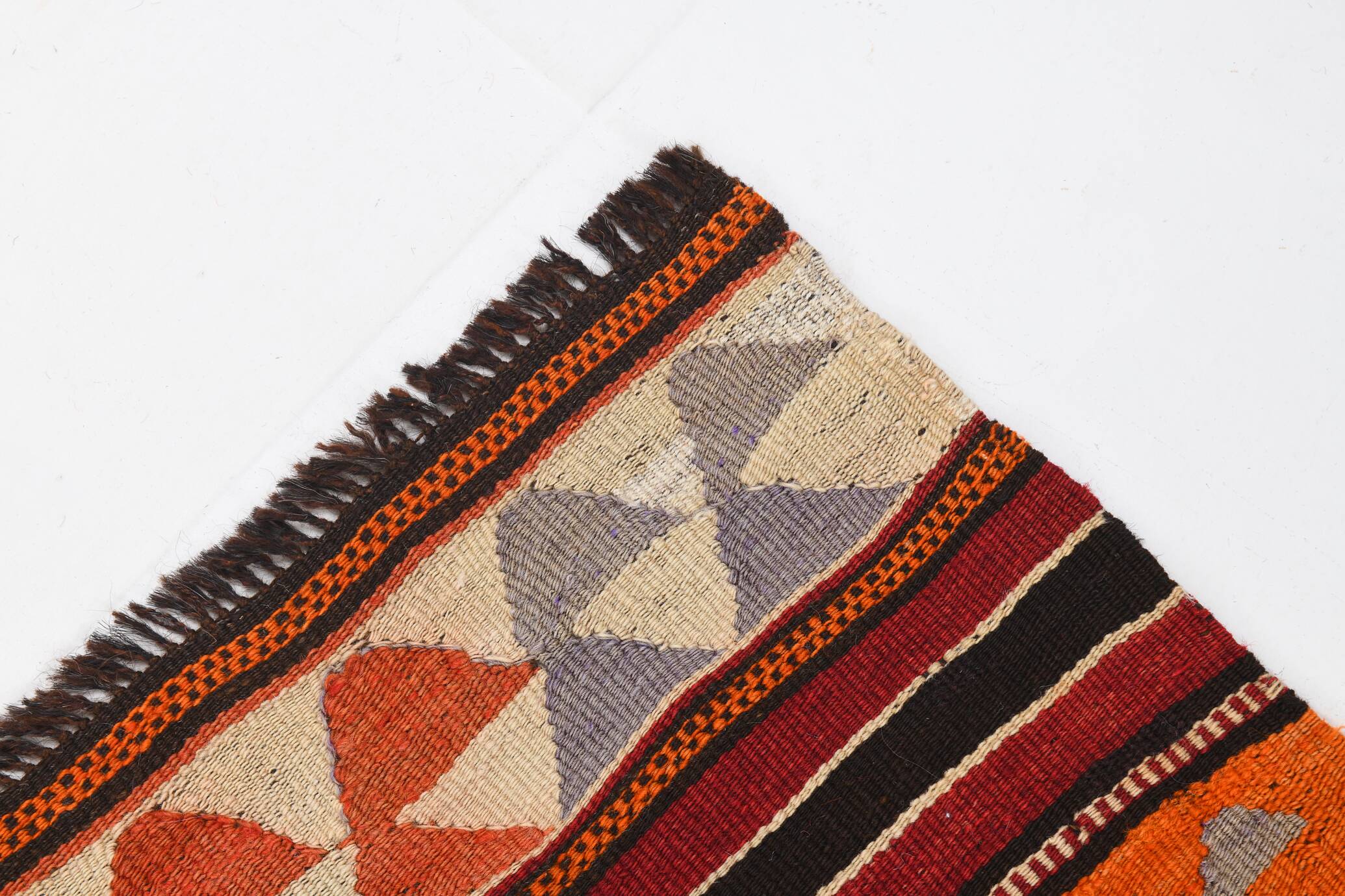 4x9 Red & Blue Turkish Kilim Rug, Living Room Rug, 133x272Cm Vintage Kilim