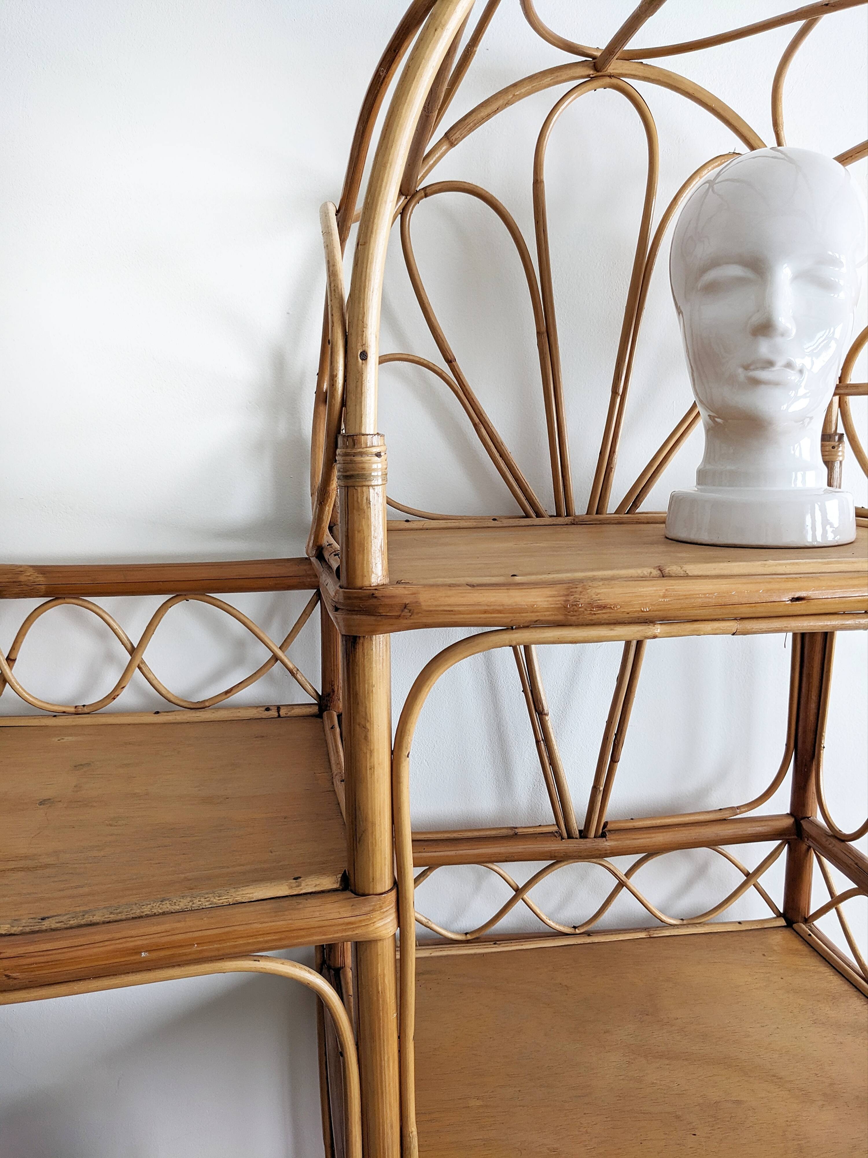 Rattan shelf, French Riviera, 1960s