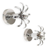 Pair of 1980s chrome metal space age wall lamps