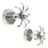 Pair of 1980s chrome metal space age wall lamps