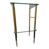 Glass and brass table. 1960. Neo-classic side table.