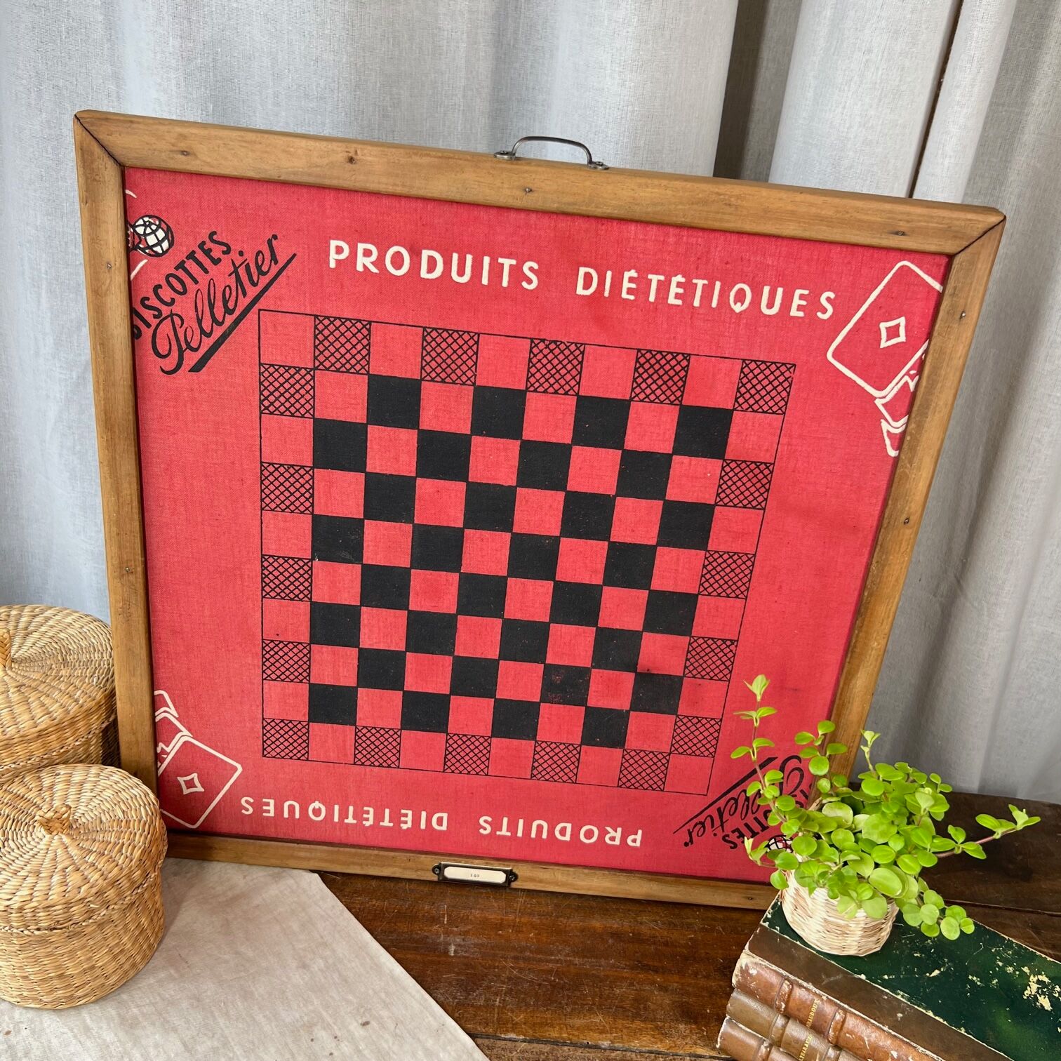Vintage checkers and chess game board