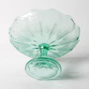 Pressed Glass Pedestal Bowl / Vintage Georgia Green Fruit Bowl / Ukraine /