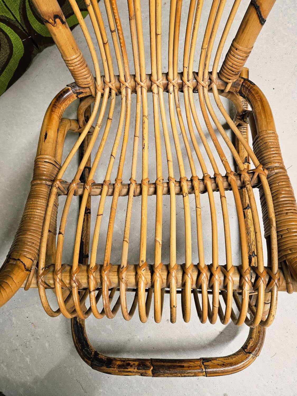 Italian rocking chair 1960 bamboo and rattan