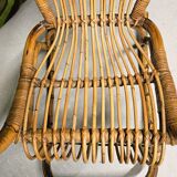 Italian rocking chair 1960 bamboo and rattan
