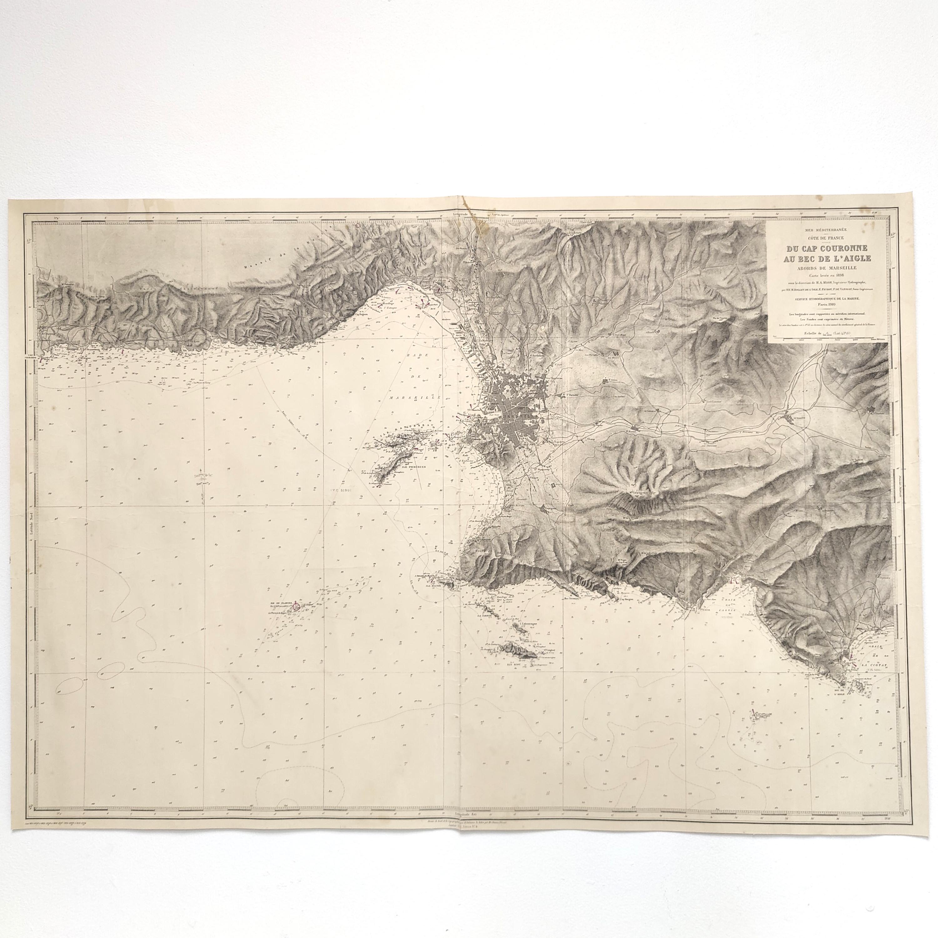 Map of Marseille Méditerranée 1950