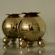 Pair of mid-century Swedish heavy brass candle holders