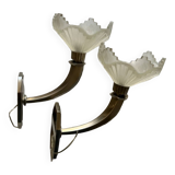 Paire d’appliques en bronze argenté Art Déco